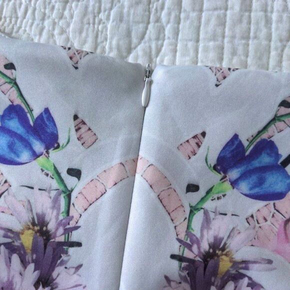 Hope & Ivy Mini Pencil Dress Floral Mirrored Print Cocktail Slit Summer Size 2 - Picture 11 of 13